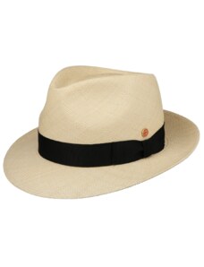 Panamský klobúk Trilby s menšou krempou s čiernou stuhou - ručne pletený, UV faktor 80 - Ekvádorská panama - Mayser Maleo