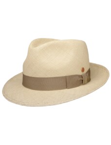 Panamský klobúk Trilby s menšou krempou s béžovou stuhou - ručne pletený, UV faktor 80 - Ekvádorská panama - Mayser Maleo