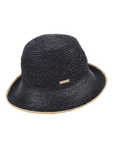 Dámsky letný čierny slamený klobúk s asymetrickou krempou Seeberger - Crochet