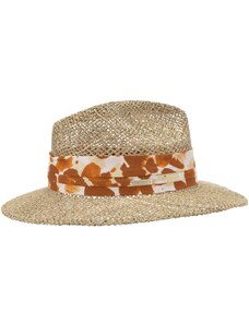 SEEBERGER Slamený klobúk z morskej trávy s čiernou stuhou - Fedora