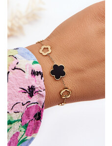Kesi Ladies bracelet with flowers gold-black