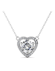 Emporial strieborný pozlátený náhrdelník Srdce s drahokamom moissanitom MP013