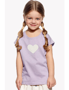 Piskacie Dievčenské tričko so srdiečkom, farba orgovánová, veľkosť 86