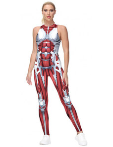 Halloweensky cosplay kostým overal 3D potlač kostra N21242