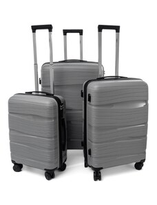 Rogal Sivá sada 3 luxusných škrupinových kufrov "Royal" - veľ. M, L, XL