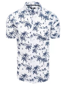 Dstreet Biela košeľa so vzorom palmy