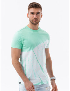 Ombre Clothing Pánske bavlnené tričko TIE DYE - mentolové V5 S1617