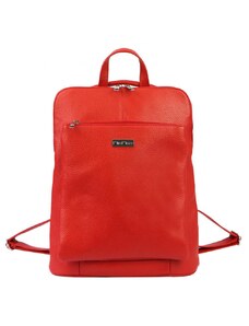 Kožený dámsky módny batôžtek s čelným vreckom MiaMore červený