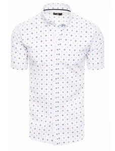 Buďchlap Biela pánska košeľa s jednoduchým modrým vzorom
