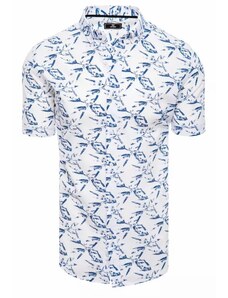 Buďchlap Biela pánska letná košeľa s modrou originálnou potlačou