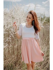 Mexy Spoločenské šaty – bielo ružové
