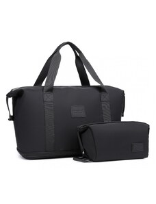 KONO Set variabilná cestovná taška s kozmetickou taštičkou čierna 26L