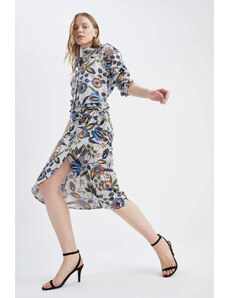 DEFACTO A Cut Floral Print Midi Skirt
