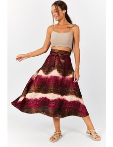 armonika Dámska slivková batiková vzorovaná flitrovaná sukňa do pása