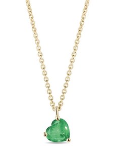 Zlatý náhrdelník so smaragdom v tvare srdca KLENOTA K0731053