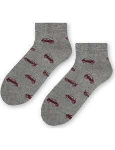 STEVEN Sivé pánske/chlapčenské ponožky s potlačou áut Art.025 HA048, GRAY MELANGE