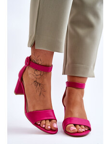 Basic Dámske kožené sandále v ružovej farbe s remienkom okolo členku