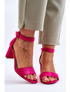 Basic Dámske semišové sandále v ružovej farbe s remienkom okolo členku