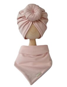 ZuMa Style Detská čiapka (turban) a šatka - dievčenský set - 56 cm, pudrová
