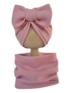 ZuMa Style Detská čiapka (turban) a komín - dievčenský set - 44 cm, Ružová