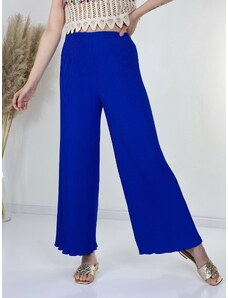 Webmoda Letné dámske plisované široké nohavice - modré