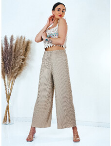 Webmoda Letné dámske plisované široké nohavice - béžové
