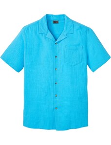 bonprix Košeľa s krátkym rukávom, mušelínová, farba modrá