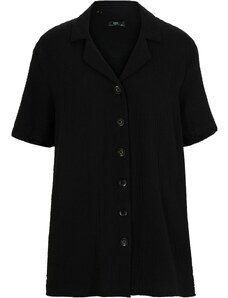bonprix Dlhá mušelínová košeľa na gobičky, krátky rukáv, farba čierna