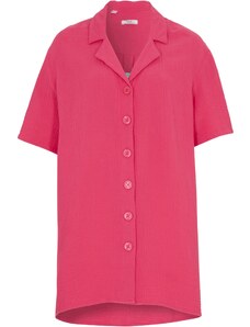 bonprix Dlhá mušelínová košeľa na gobičky, krátky rukáv, farba ružová