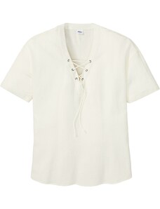 bonprix Košeľa s krátkym rukávom a šnurovačkou, farba biela