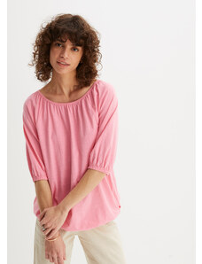 bonprix Tričko s gumičkou na leme, krátky rukáv,m z bio bavlny, farba ružová