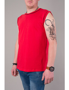 Takfajn Pánske tričko bez rukávov - červené