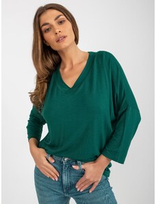 Fashionhunters Dark green basic blouse for everyday wear