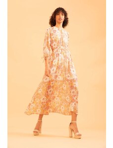 DEFACTO A Cut Long Sleeve Floral Print Maxi Dress