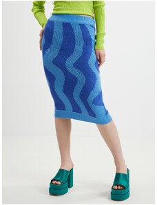 Blue Ladies Patterned Sweater Midi Skirt Noisy May Cosmic - Women