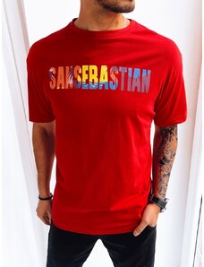 Buďchlap Originálne červené pánske tričko s farebným nápisom