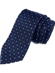 Venergi modrá kravata s červeným a bielym vzorom