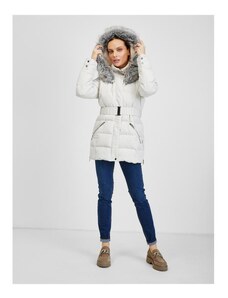 ORSAY Krémová dámska zimná prešívaná bunda s opaskom
