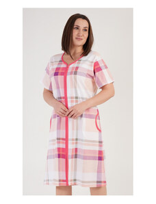Vienetta Dámske domáce šaty s krátkym rukávom Catherine, farba lososová, 100% bavlna