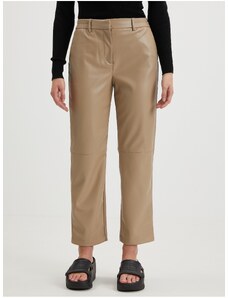 Beige women's leatherette shortened pants ONLY Idina - Ladies