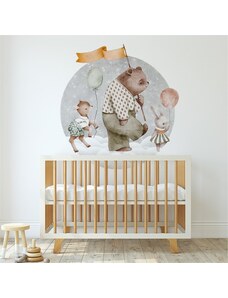 Gario Detská nálepka na stenu Dreamland - srnka, medvedík a zajačik Rozmery: 100 x 95 cm