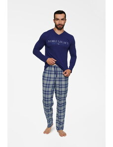 Henderson Pánske bavlnené pyžamo Town 40074-59X tmavomodro-šedé, Farba tmavomodrá-šedá