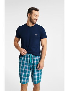 Henderson Pánske bavlnené pyžamo krátke Weston 40663-59X tmavomodré, Farba tmavomodrá