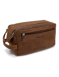 Hnedá kožená kozmetická taška Valmio Trip-1053