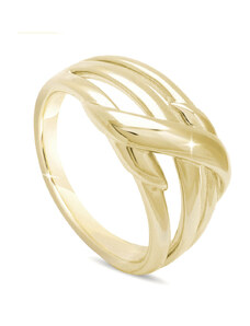 Biju Pozlátený dámsky prsteň 14k zlatom s prepletanou ozdobou 4000294 Veľkosť prsteňa - obvod: 52 mm