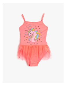 Koton Swimsuit With Tulle Detailed Unicorn Print
