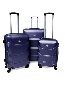Rogal Tmavomodrá sada 3 luxusných ľahkých plastových kufrov "Luxury" - veľ. M, L, XL