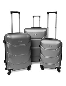 Rogal Strieborná sada 3 luxusných ľahkých plastových kufrov "Luxury" - veľ. M, L, XL