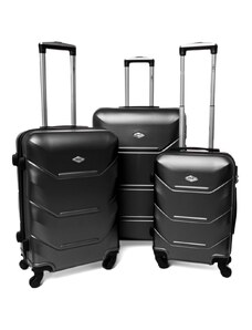 Rogal Čierna sada 3 luxusných ľahkých plastových kufrov "Luxury" - veľ. M, L, XL
