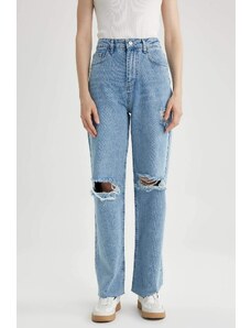 DEFACTO 90's Wide Leg Ripped Detailed Jean Long Trousers